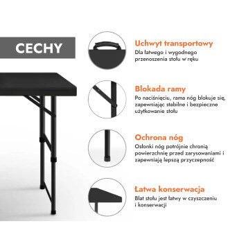 Stół cateringowy składany 120 cm czarny 2