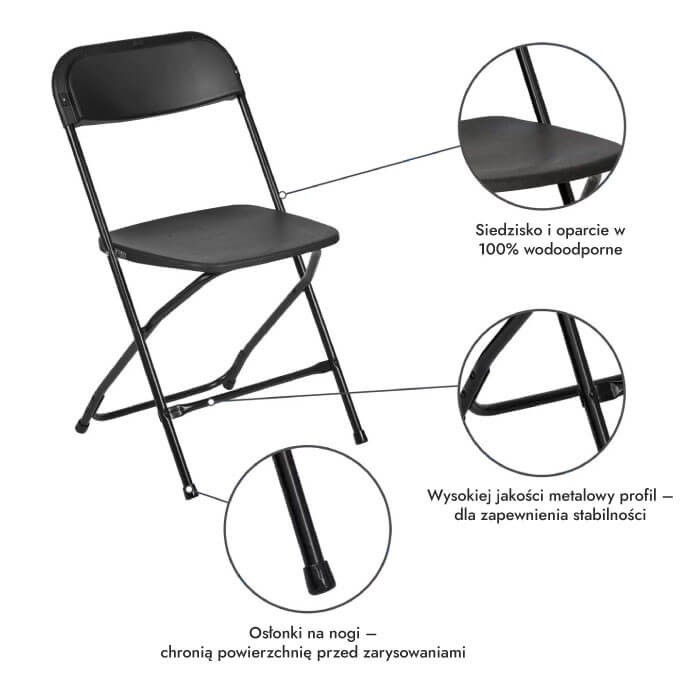 Krzesło składane Europa czarne 4