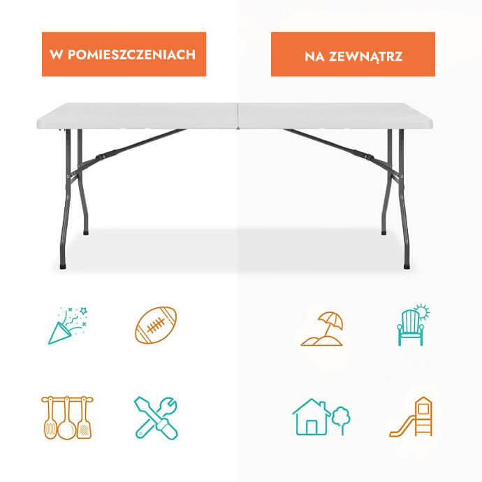 Zestaw cateringowy ogrodowy – stół 180 biały, 6 krzeseł Premium białe 7