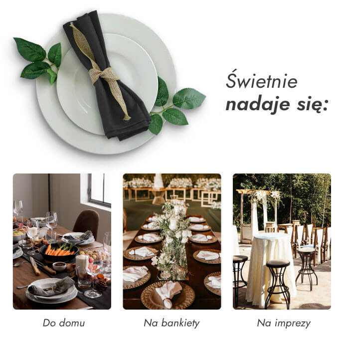 Serwetki materiałowe czarne 40x40 (200 szt.) 5