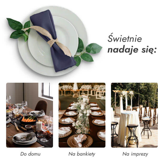 Serwetki materiałowe granatowe 40x40 (20 szt.) 5