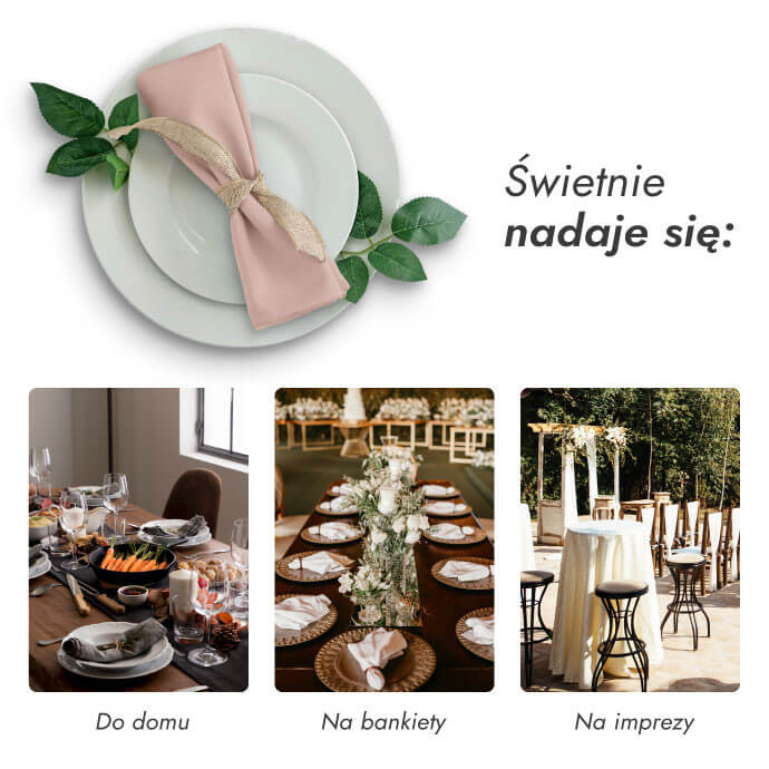 Serwetki materiałowe jasnoróżowe 40x40 (50 szt.) 5