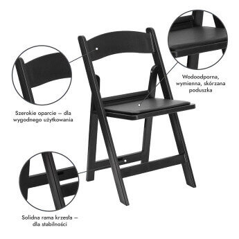 Krzesło składane Gladiator czarne (8 szt.) 5