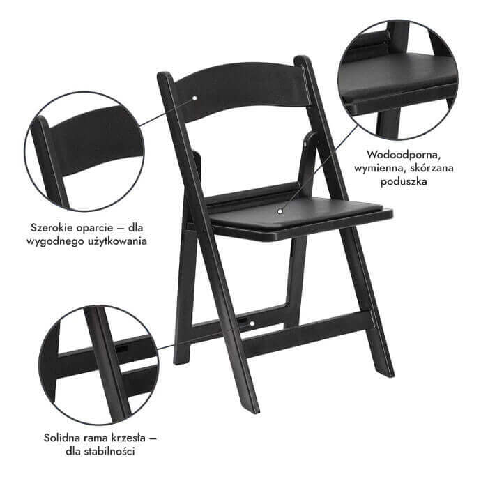 Krzesło składane Gladiator czarne (16 szt.) 5