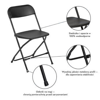 Krzesło składane Europa czarne (6 szt.) 5