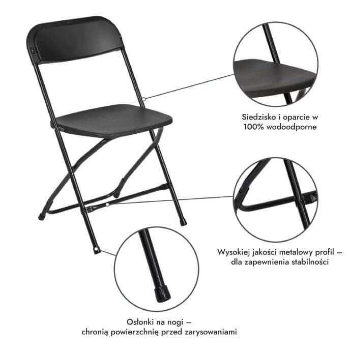 Krzesło składane Europa czarne (12 szt.) 5