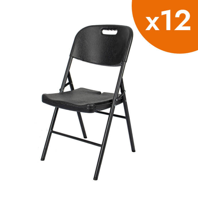 Krzesło składane cateringowe Premium czarne (12 szt.) 1
