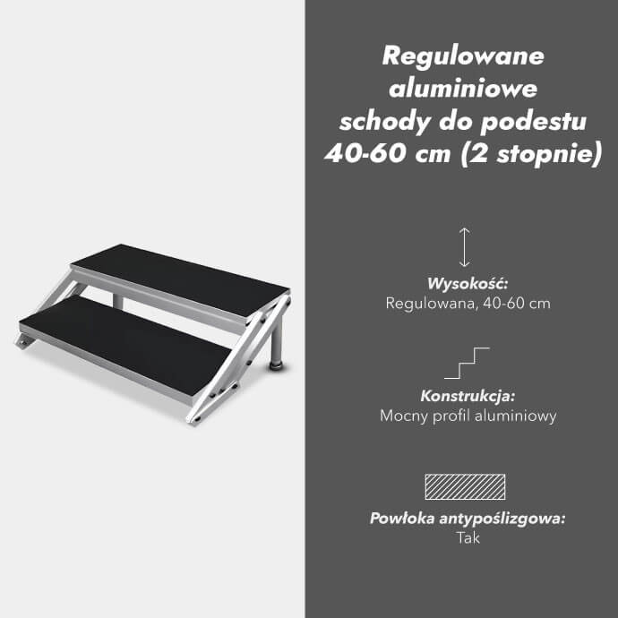 Regulowane aluminiowe schody do podestu 40-60 cm (2 stopnie) 3