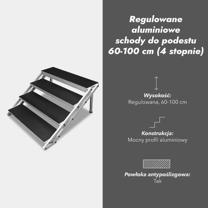 Regulowane aluminiowe schody do podestu 60-100 cm (4 stopnie) 3