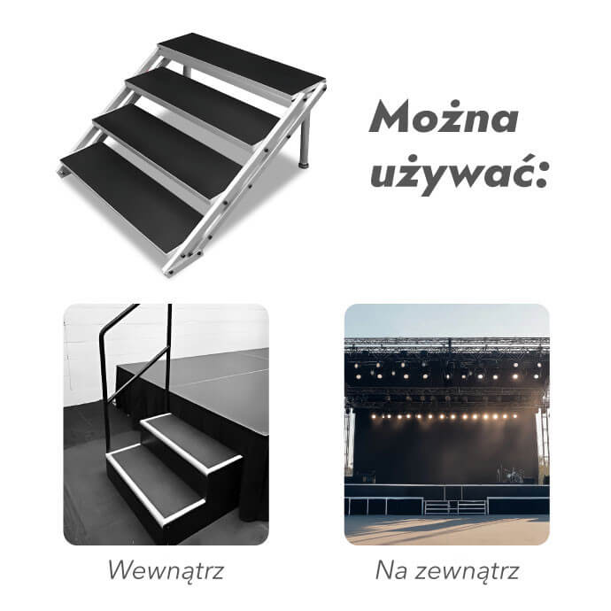 Regulowane aluminiowe schody do podestu 60-100 cm (4 stopnie) 2
