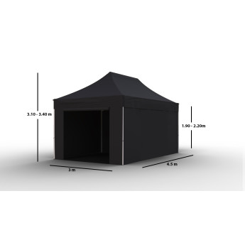 Namiot handlowy - ekspresowy, aluminiowy, 3x4,5 czarny Zeltpro TITAN 6