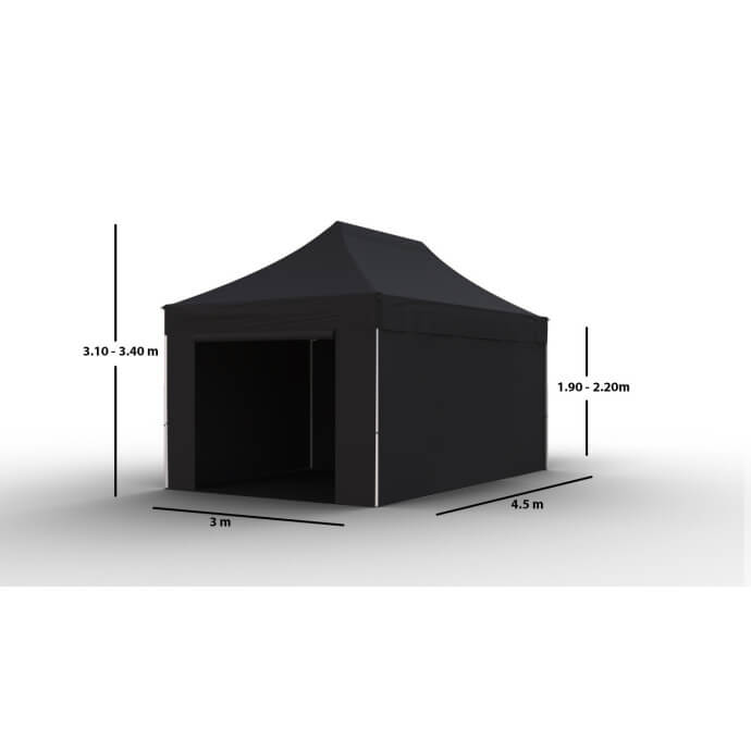 Namiot handlowy - ekspresowy, aluminiowy, 3x4,5 czarny Zeltpro TITAN 6