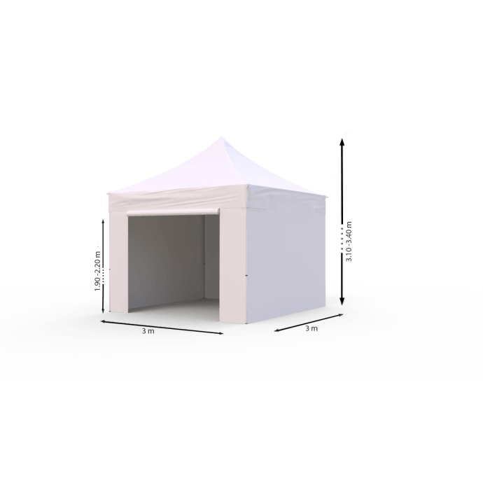 Namiot handlowy - ekspresowy, aluminiowy, 3x3 biały Zeltpro TITAN 6