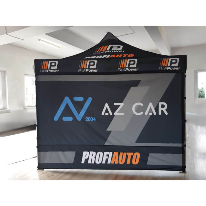 Namiot reklamowy 3x3 w wybranym kolorze Zeltpro TITAN z nadrukiem na dachu i 4 ścianach 3