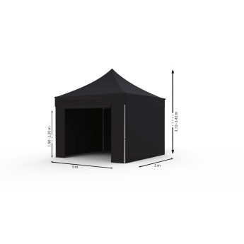 Namiot handlowy - ekspresowy, aluminiowy, 3x3 czarny Zeltpro TITAN 8