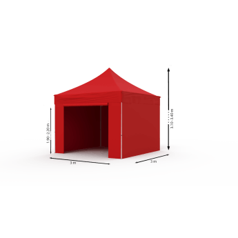 Namiot handlowy - ekspresowy, aluminiowy, 3x3 czerwony Zeltpro TITAN 6