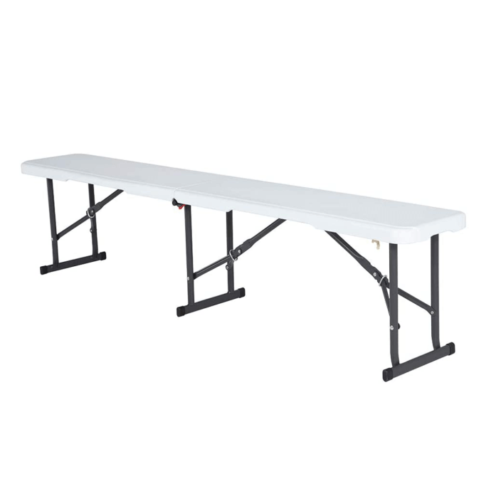 Zestaw cateringowy ogrodowy – stół 180 biały, 2 ławki białe 3