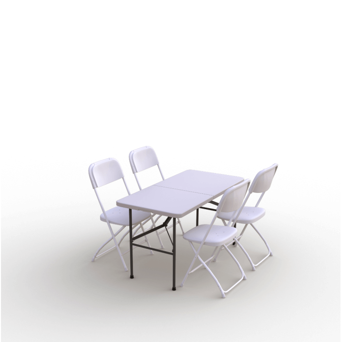 Zestaw cateringowy ogrodowy – stół 120 biały, 4 krzeseł Europa białe 1