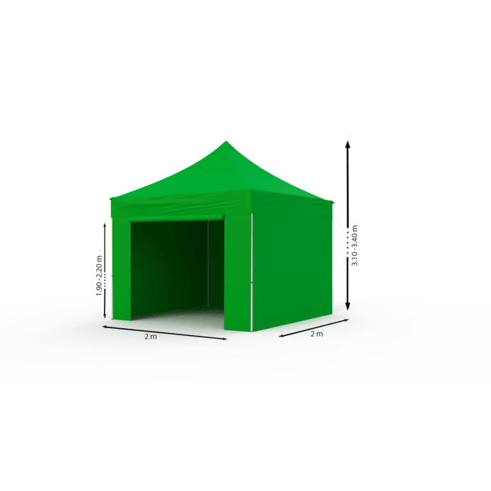 Namiot handlowy - ekspresowy, stalowy, 2x2 zielony Zeltpro PROFRAME 8