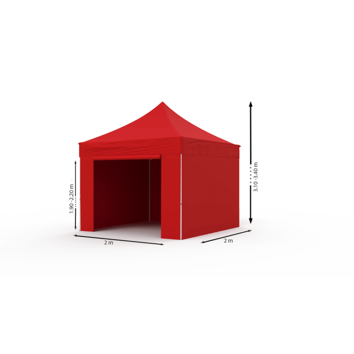 Namiot handlowy - ekspresowy, stalowy, 2x2 czerwony Zeltpro PROFRAME 8